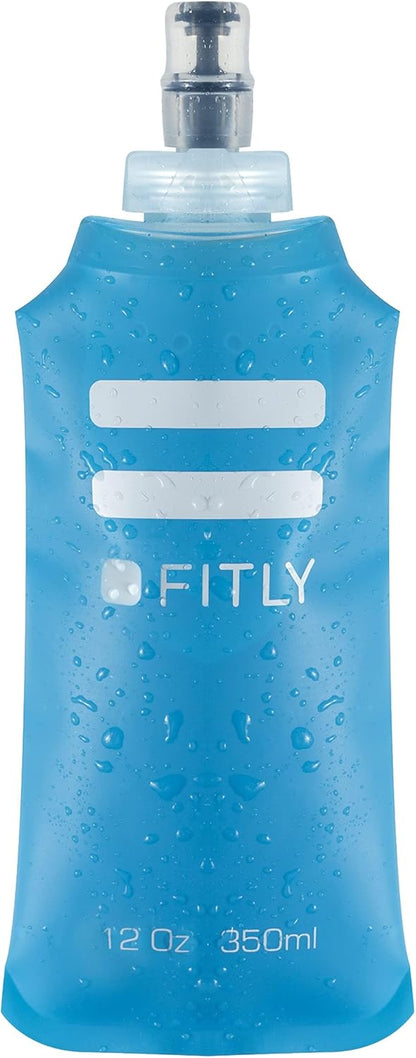 FITLY Soft Flask - Shrink As You Drink Soft Water Bottle for Hydration Pack - Folding Water Bottle Ideal for Running, Hiking, Cycling, Climbing & Rigorous Activity