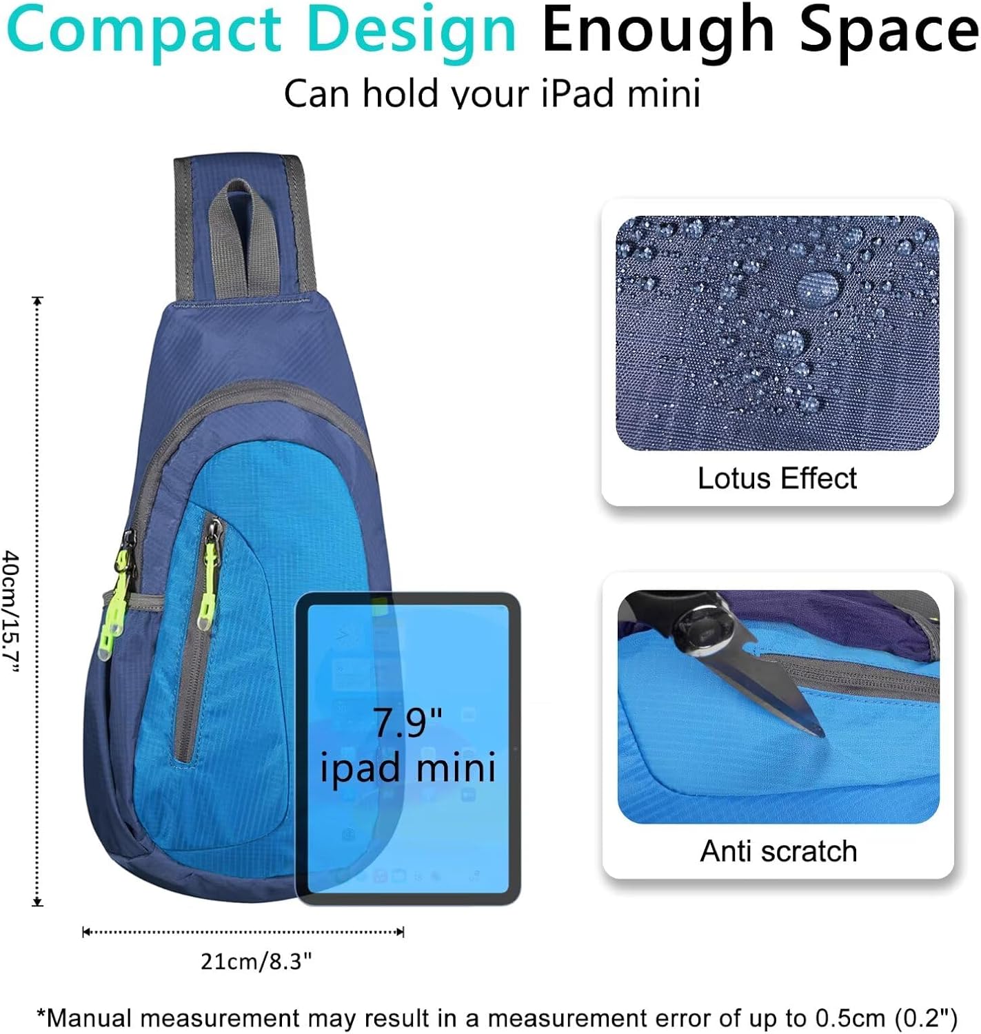 TITECOUGO Small Sling Bag, Lightweight Crossbody Backpack for Men Women, Shoulder Bag for Sports and Outdoor