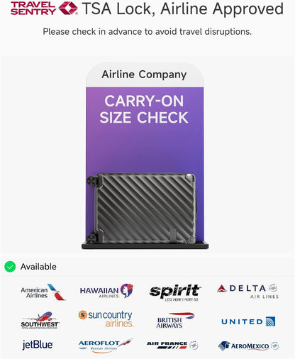 LUGGEX Luggage with Spinner Wheels, Polycarbonate Hard Shell Suitcase, Carry On 21 Inch, Charcoal Metallic