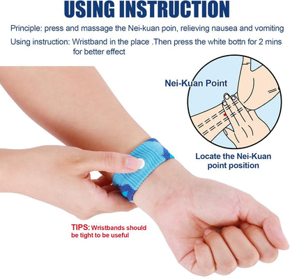 LYJEE Motion Sickness Bands for Kids, Travel Sickness Relief Wristbands, Anti-Nausea Wristbands for Car or Sea Sickness