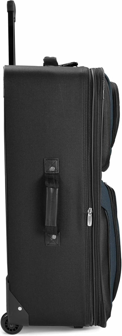Travel Select Amsterdam Softside Expandable Rolling Luggage, Lightweight 2-Wheel Check-In Suitcase with Push-Button Handle, Navy, 29" Large