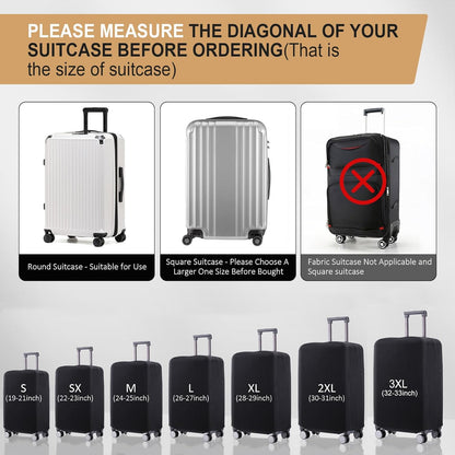 Travel Luggage Cover Suitcase Protector Scratch-Resistant Fit 19-31 Inch Suitcase, Not Included Suitcase (Black, 3XL(32-33inch))