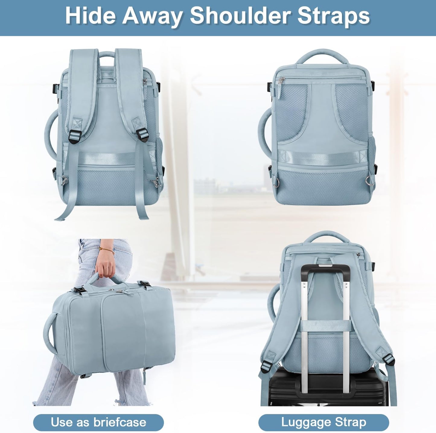 Travel laptop Backpack for Women, Personal Item Size Flight Approved, 16 Inch Laptop Bag with Multi-Pockets, College Computer Bag, Waterproof Carry On Backpack Casual Daypack Backpack