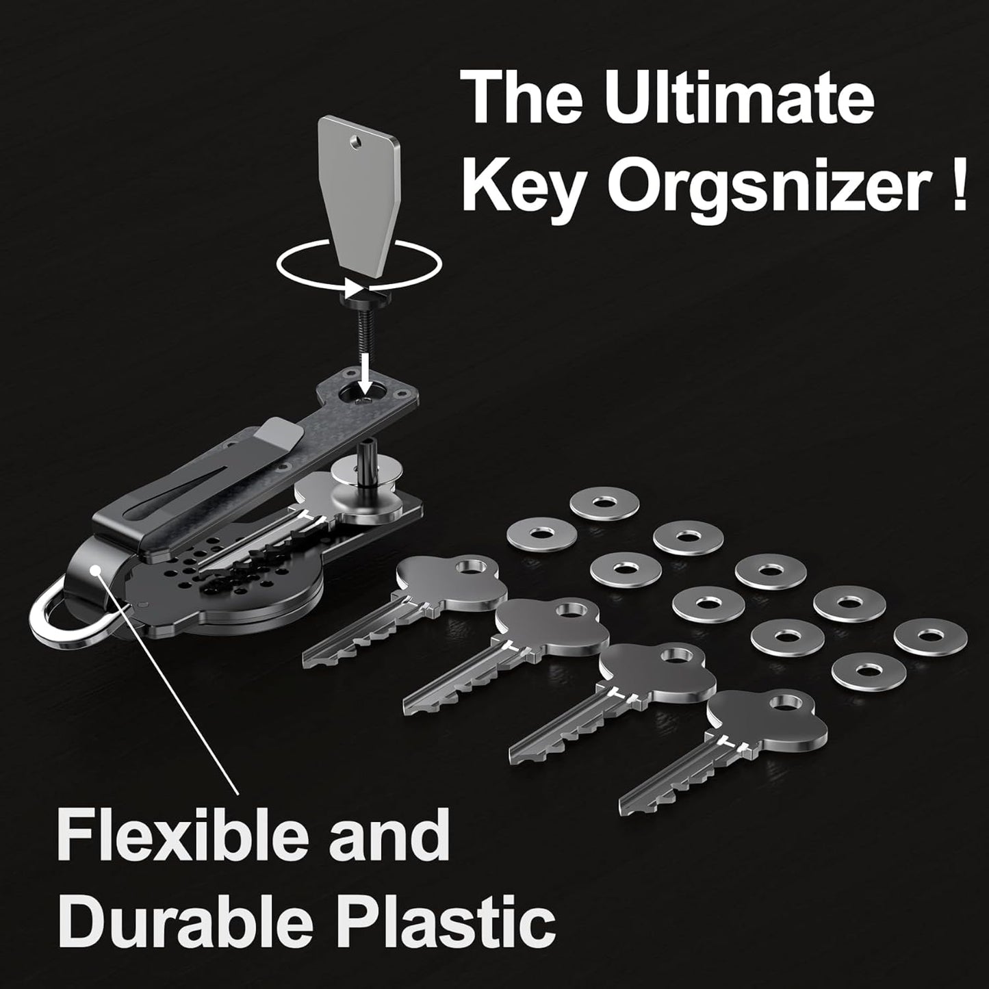 Key Organizer for Men/Women Compact Key Holder Minimalist Key Case Metal Key Chain Key Holder for Keychain Secures 2-6 Keys