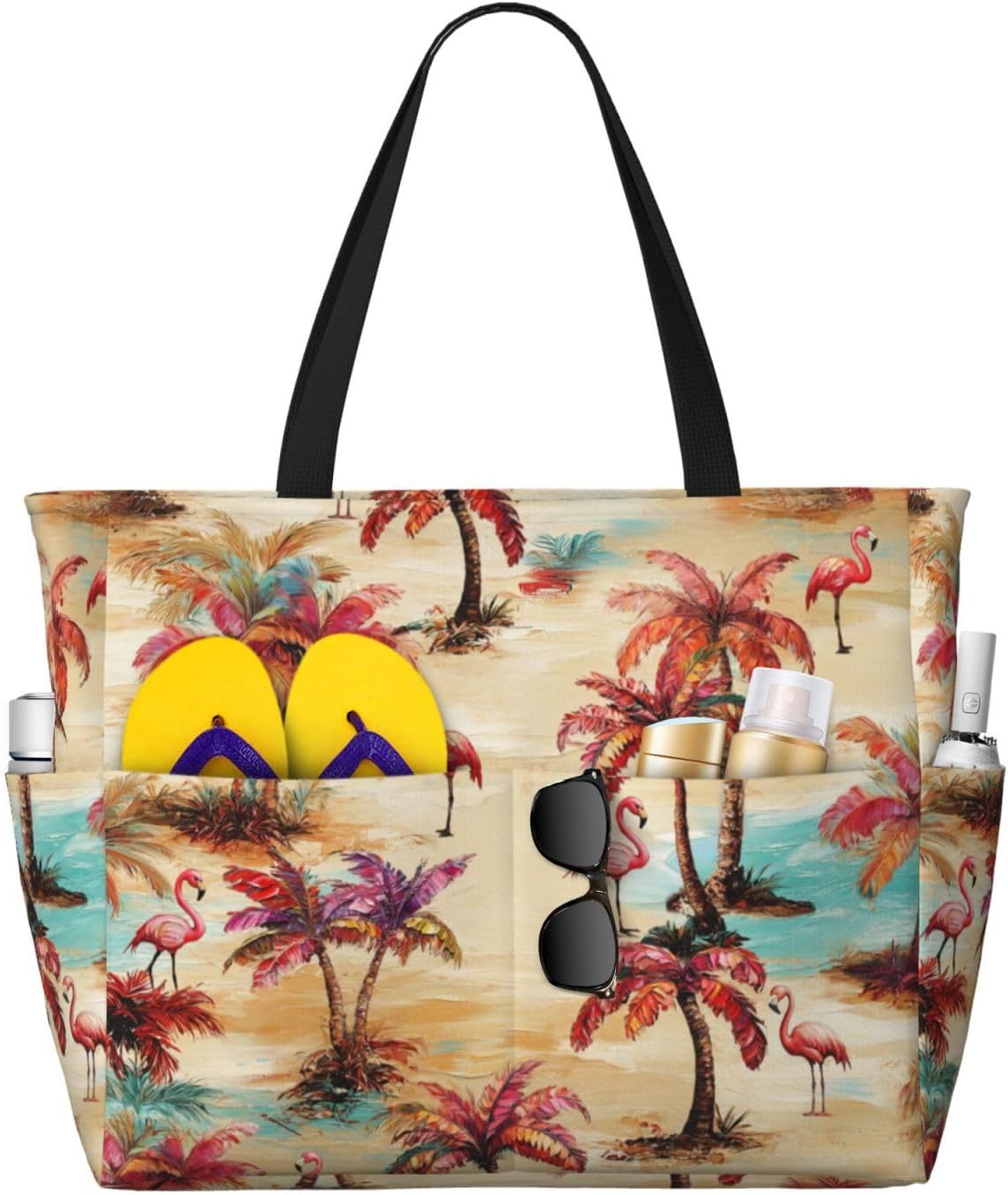 Beach Bag for Women Beach Tote Bag Waterproof Sandproof Large Bags with Zipper Big Capacity for Vacation Travel