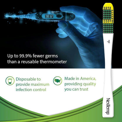 Ultra Single-Use Thermometers - Individually Wrapped Disposable First Aid Supplies with High-Accuracy Readings, for Work, Home, and Travel, Fahrenheit, 12-Pack, by Medical Indicators Inc.