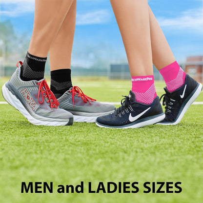 TechWare Pro Plantar Fasciitis Socks – Cushion Ankle Compression Socks Women & Men. Achilles Tendonitis Brace & Arch Support
