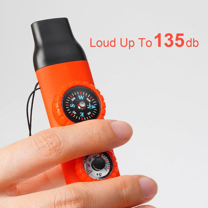 Emergency Survival Safety Whistle，Whistle for Kids with Lanyard,Compass,Thermometer,Ideal for Kayaking, Boating, Hiking, Camping, Climbing