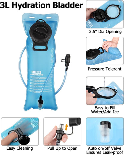 NOOLA Hydration Backpack with 3L Water Bladder, 22L Water Backpack for Hiking Cycling Running Biking, Lightweight Hiking Pack