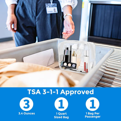 AURUZA 2 Pack Travel Toiletry Bag, Clear Makeup Bag, TSA Approved Cosmetic Bag with Zipper, Clear Organizer Carry on Bag for Women, PVC Cosmetic Pouch