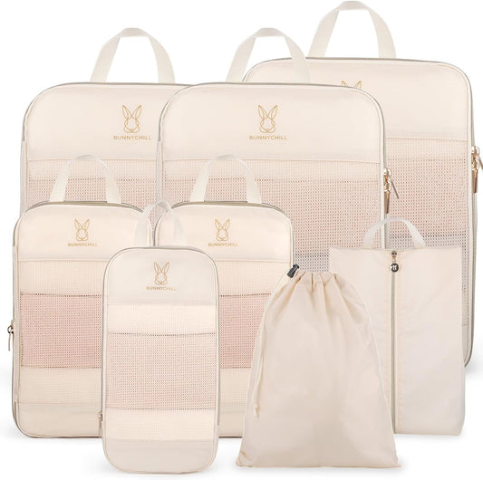 Expandable Compression Packing Cubes for Suitcases,6 Set Lightweight Compressible Travel Packing Organizer for Carry on Suitcase,Organizer Bags Set as Travel Essentials for Women