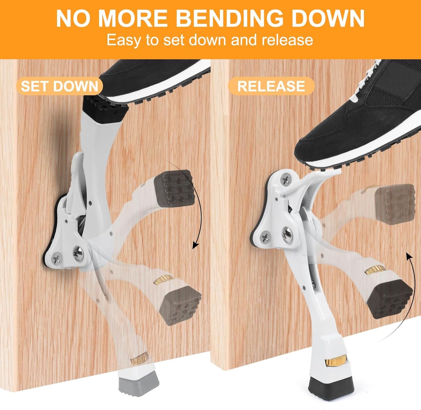 Kick Down Door Stoppers for Bottom of Door, Heavy Duty Kickdown Door Stop, Adjustable Door Stoppers (4 Inch x 1 Pack, White)