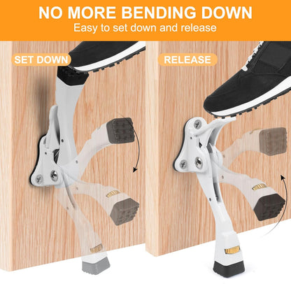 2 Packs Heavy Duty Kickdown Door Stopper, One Touch Adjustable Kickdown Door Stop for Heavy Doors, 4 in Metal Door Kickstand with Rubber Tip & Wall Protectors for Wide Doors- White