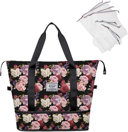 NPBAG Women Travel Duffel, Multi Functional Large Expandable Weekender Carry-on Tote, Gym Workout Overnight Bag, Mommy Hospital Bag for Labor and Delivery