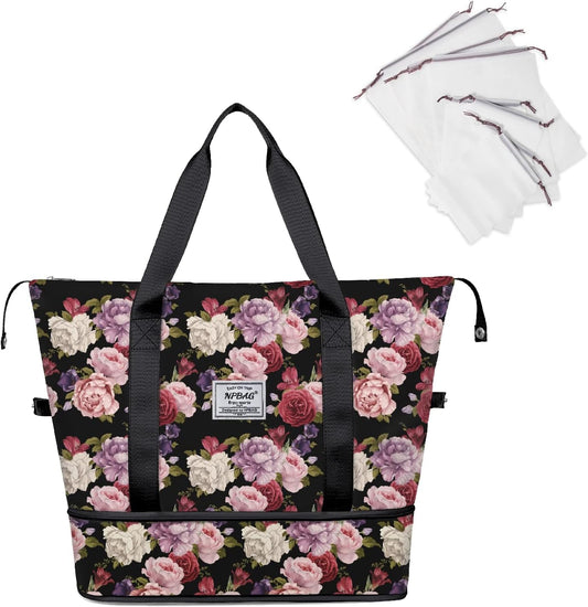 NPBAG Women Travel Duffel, Multi Functional Large Expandable Weekender Carry-on Tote, Gym Workout Overnight Bag, Mommy Hospital Bag for Labor and Delivery