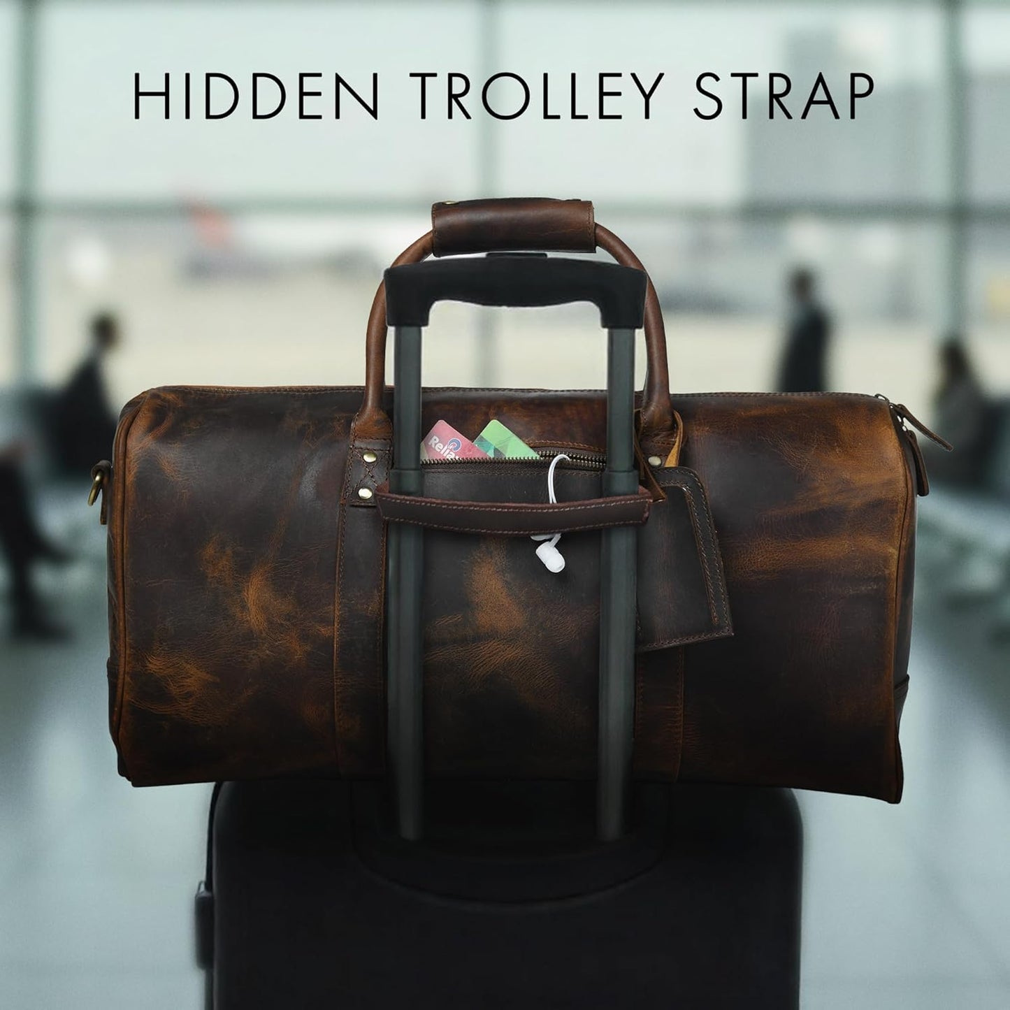 ELIZO Leather Duffle Bag For Men Women REAL FULL GRAIN Travel Overnight Weekender Carry On Luggage Sports Gym Bags (Antique 20 Inch) Nomad