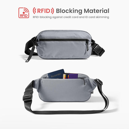 tomtoc 3.5L Sling Bag with RFID Blocking, Crossbody Bag Chest Shoulder Pack for Men and Women, Water-resistant Lightweight Casual Waist Fanny Pack for Travel/Daily Use