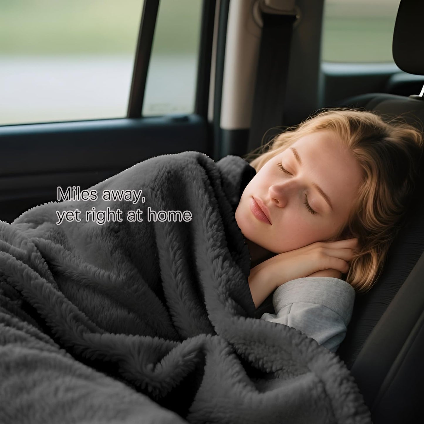 Melissa Large Travel Blanket and Inflatable Pillow Set - 69“ x 43.3” – Soft Blanket with Carry Bag – Lightweight, Compact & Washable for Backpacking, Hiking, Car, Airplane, Office, Camping (Gray)