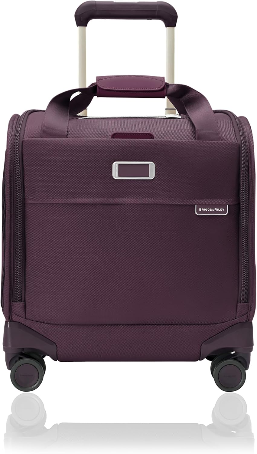 Briggs & Riley Cabin Spinner - Carry On Luggage for Travel, Suitcases with Wheels, Softside Rolling Bag for Men & Women, Fits Under Plane Seat, Interlocking Handle - Baseline Collection, Plum