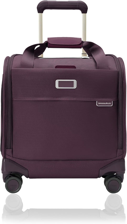 Briggs & Riley Cabin Spinner - Carry On Luggage for Travel, Suitcases with Wheels, Softside Rolling Bag for Men & Women, Fits Under Plane Seat, Interlocking Handle - Baseline Collection, Plum