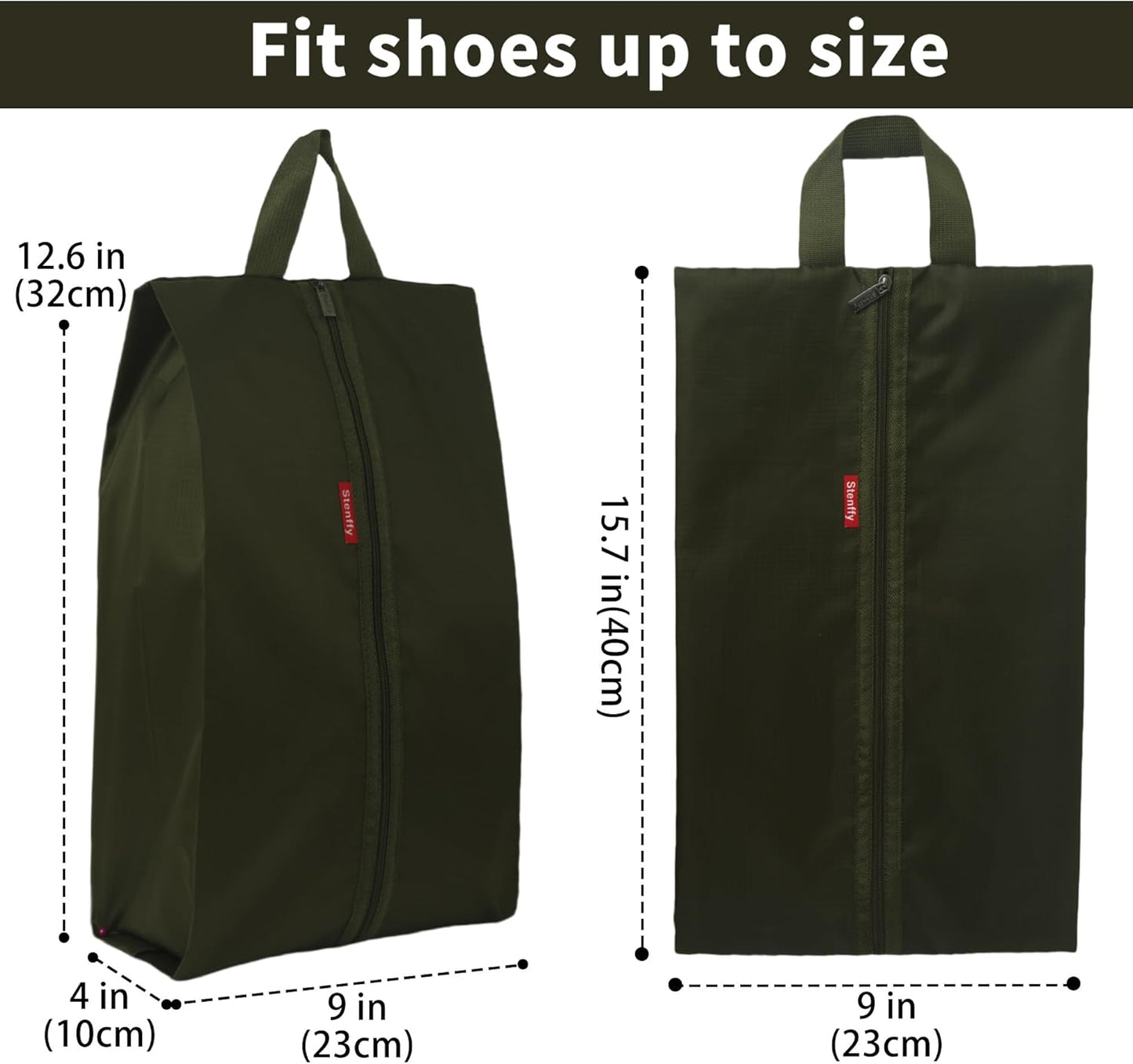 6pcs Portable Shoe Organizer, Travel Pouches with Zipper, Golf Shoe Bags, Clothes Bags, Soccer Cleats Bag, Shoe Pouch for Gym, Waterproof, Odor-Resistant (Dark Green)