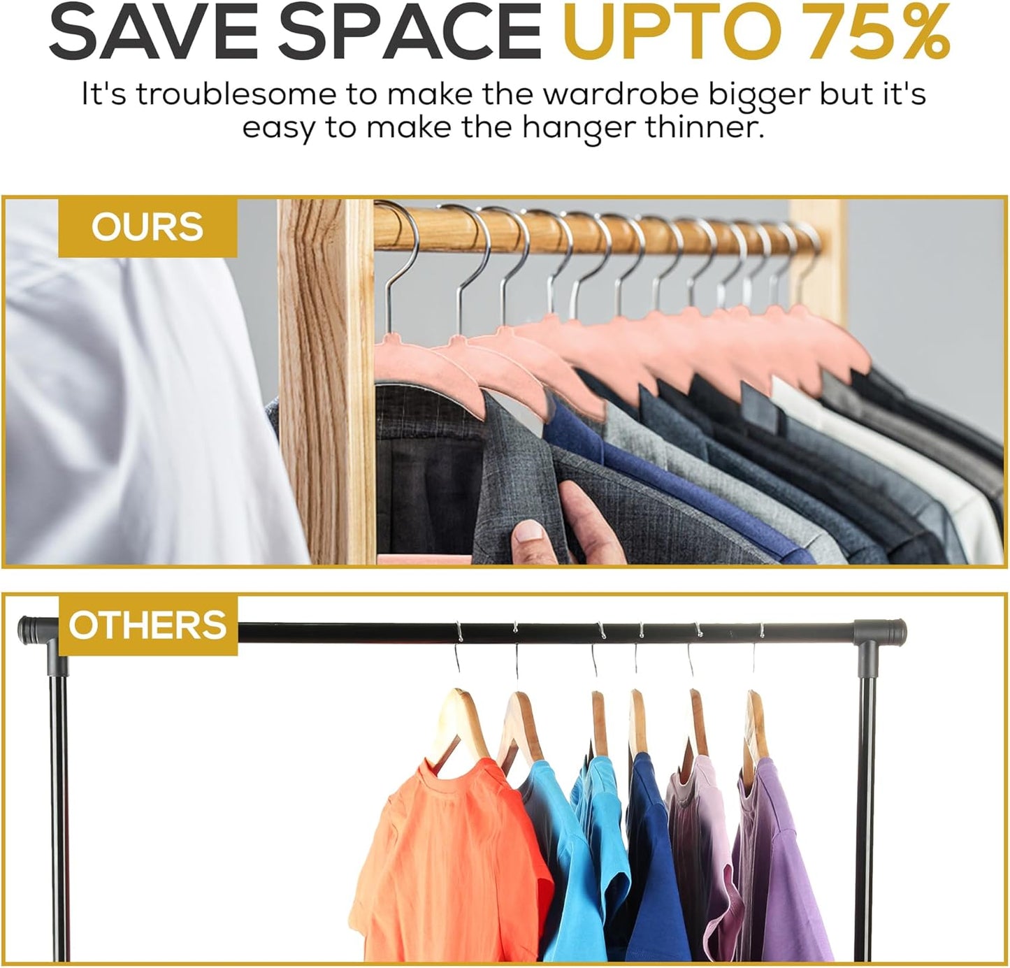 50 Pack New Premium Quality Velvet Hangers Ultra Thin Non Slip Adult Felt Space Saving Hangers for Closet Heavy Duty Coat Pants Jackets Dress Hangers 360° Swivel Hook Hold Upto 10lbs Rose Gold