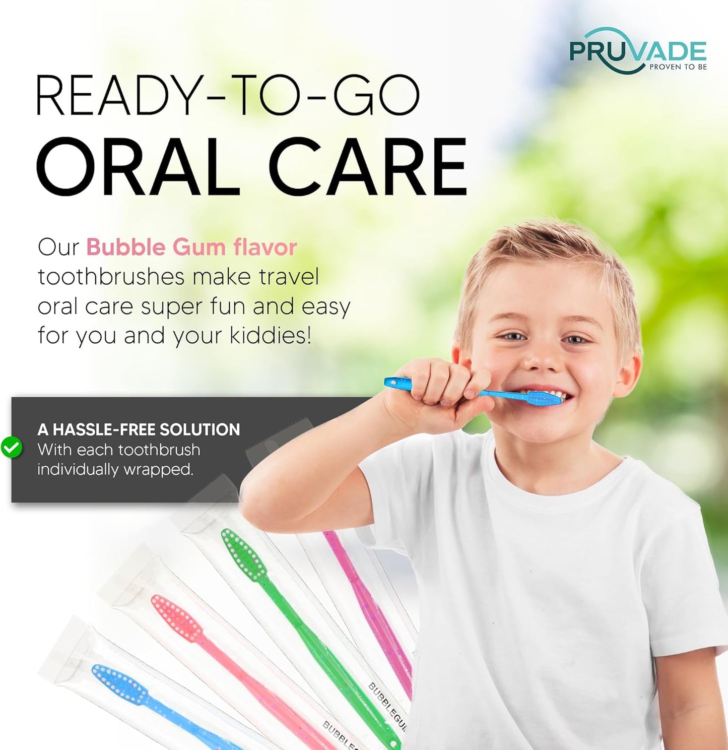 144 Pack Disposable Toothbrushes with Toothpaste Built in - Prepasted Toothbrushes Individually Wrapped - Single Use Waterless Tooth Brush with Soft Bristles - Bubblegum Flavor/Kids