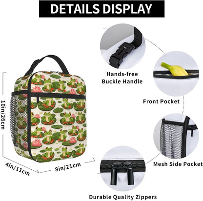 Frog Insulated Lunch Box for Women Men Frog Lunch Bag for Travel,or Fishing Polyester