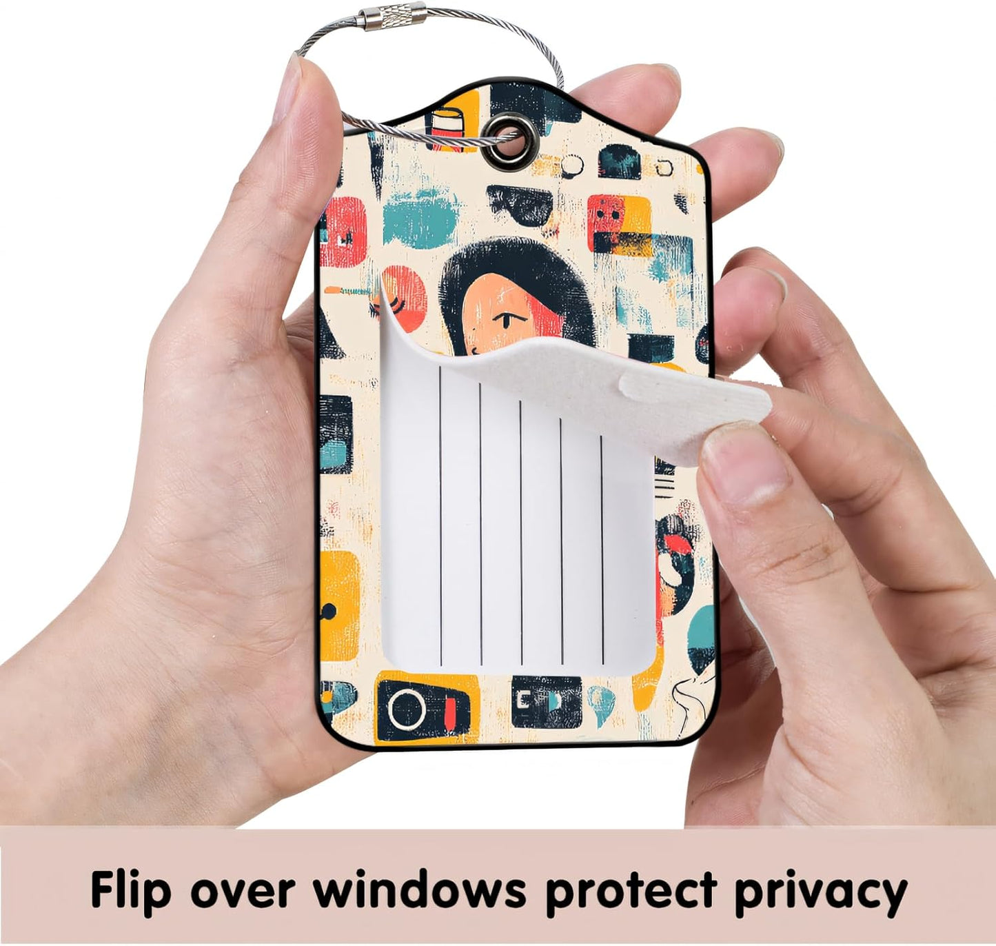 Luggage Tags for Suitcases, 2-Pack PU Leather for Cruise & Travel, Baggage ID Tags with Privacy Cover & Address Card, Durable Metal Ring, Kids Adults Travel Accessories, Artistic Mindscape