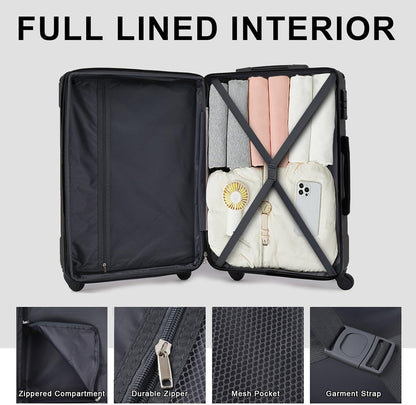 Merax Luggage Set 3 Piece Hardshell Suitcases with Spinner Wheels, TSA Lock, Lightweight Travel Luggage 20" Carry On 24" 28" Checked for Family Trips