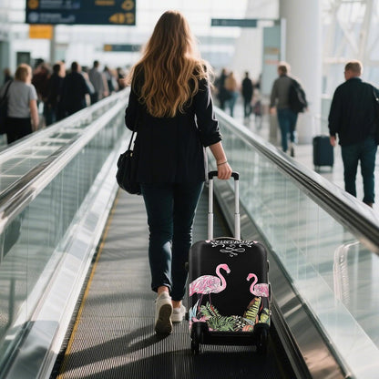 WUJIAONIAO Travel Luggage Cover Baggage Suitcase Cover Protector Skins 18-32 Inch (Flamingo A23, XL (for 29-32 inch luggage))