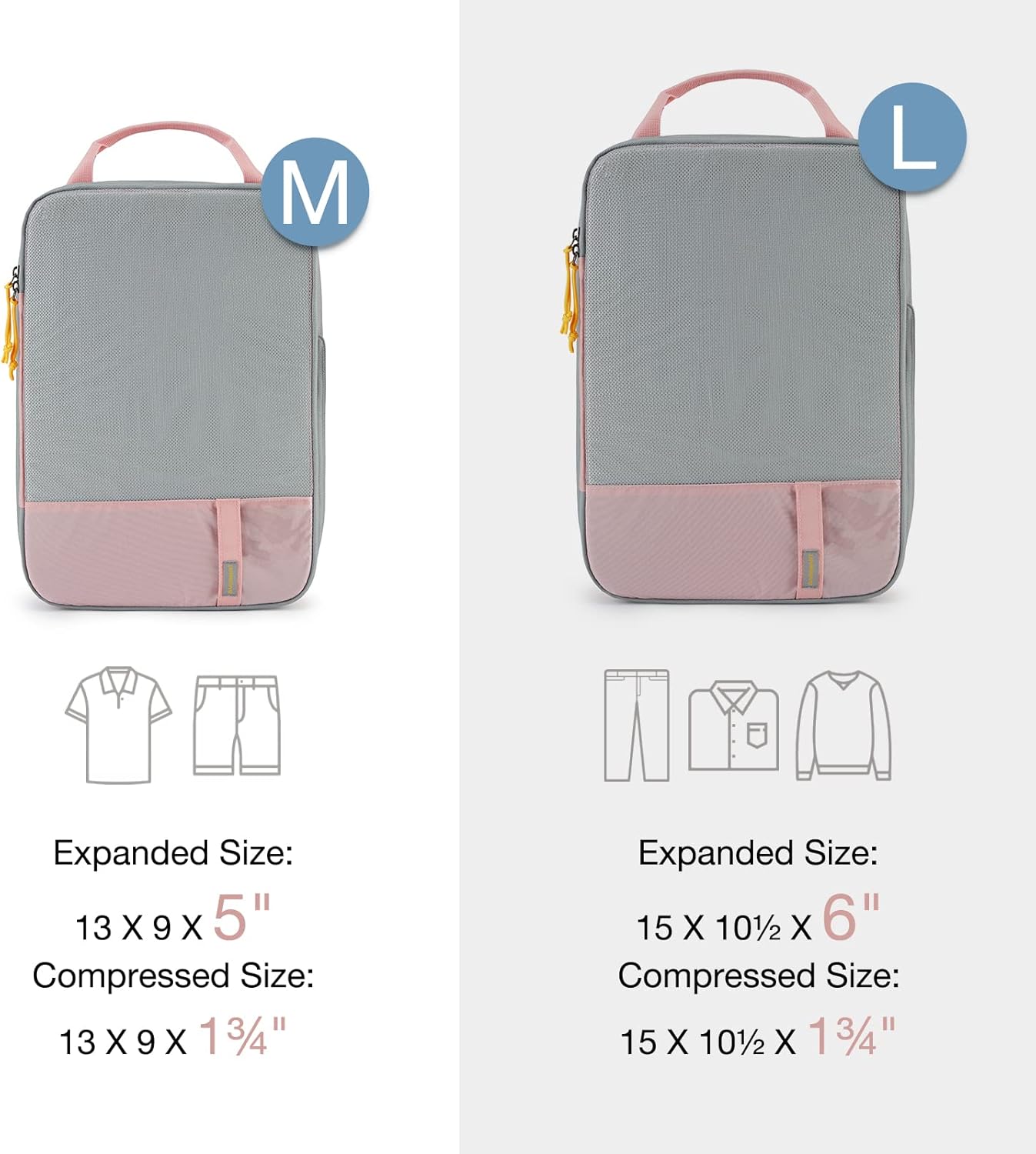 BAGSMART 6 Set Compression Packing Cubes - Lightweight Travel Essentials, Durable Luggage Organizer