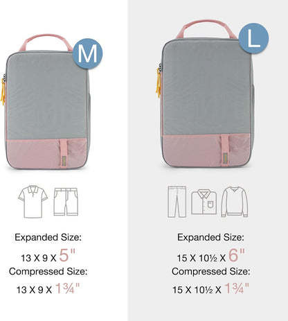 BAGSMART 6 Set Compression Packing Cubes - Lightweight Travel Essentials, Durable Luggage Organizer