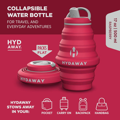 HYDAWAY 17oz Collapsible Water Bottle - BPA-Free, Leakproof, Lightweight, and Space-Saving - Perfect for Travel, Hiking, and Everyday Hydration
