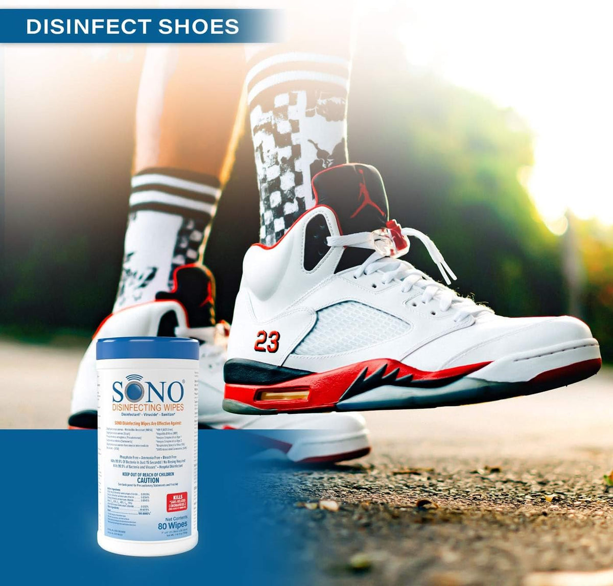 SONO Disinfecting Wipes - Alcohol-Free, No Bleach, Medical-Grade I Multi-Surface Cleaning for Home, School, Office, Hospital, Gym I Gentle on Electronic Devices I Everyday Use I 80 CT