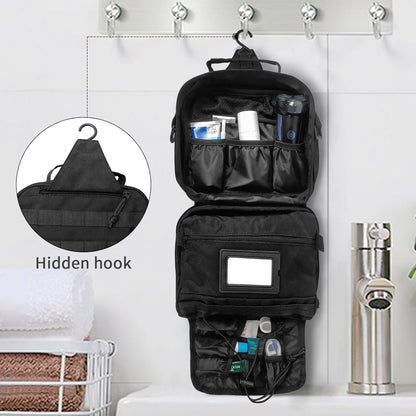 Travel Toiletry Bag for Men and Women, Hanging Travel Toiletries Organizer Dopp Kit, Toiletry Shaving Hygiene Bag, Durable Bathroom Essentials Men's Toiletry Bag for Short Trips & Camping - Black