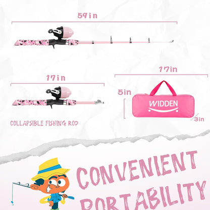 Kids Fishing Pole, Portable Telescopic Kids Fishing Poles for Boys and Girls, Fishing Rod and Reel Combo Kit with Tackle Box, and Fishing Net, Best Fishing Pole for Toddler Youth