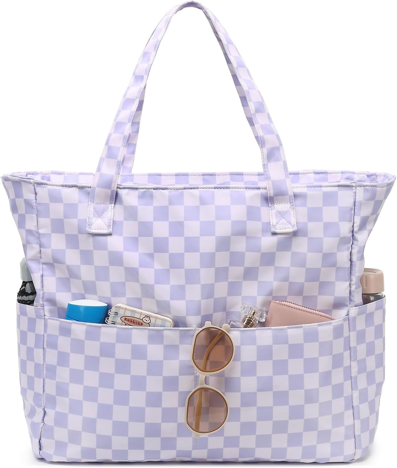 LEDAOU Large Beach Tote Bag Women Waterproof Sandproof Zipper Beach Tote Bag for Pool Gym Grocery Travel with Wet Pocket