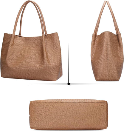 KKXIU Tote Bag for Women Vegan Leather Shoulder Purse Large Capacity Travel Bag