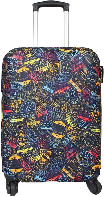 Explore Land Travel Luggage Cover Suitcase Protector Fits 23-26 Inch Case (Stamp, M)