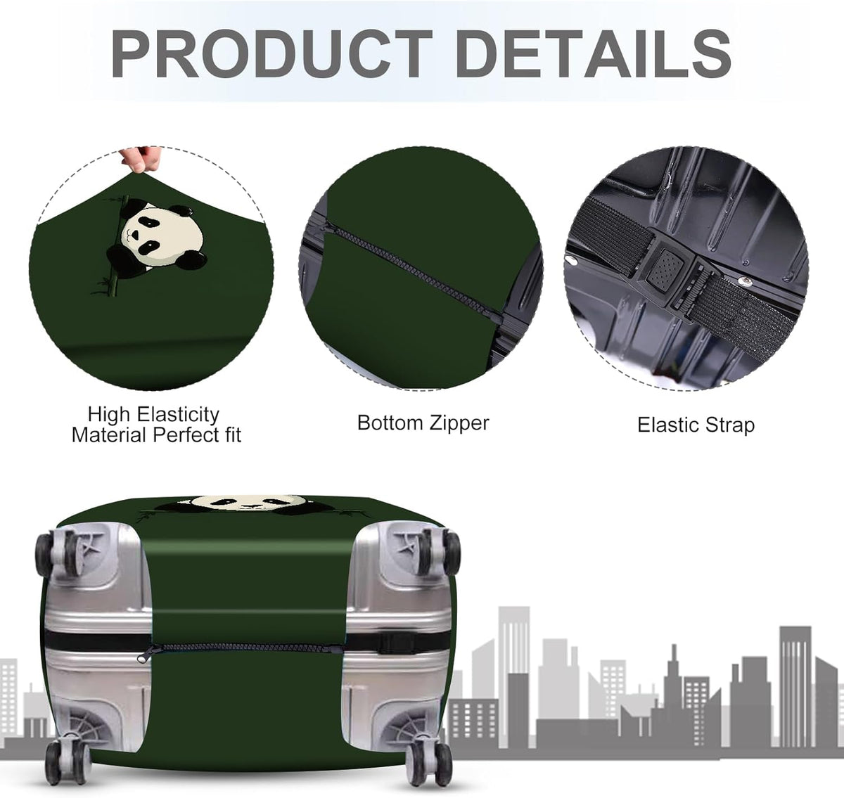 ANNA QUEEN Panda Luggage Cover, Cute Panda Design Suitcase Protector, Stretchable Washable Travel Sleeve for 20-22 Inch Luggage