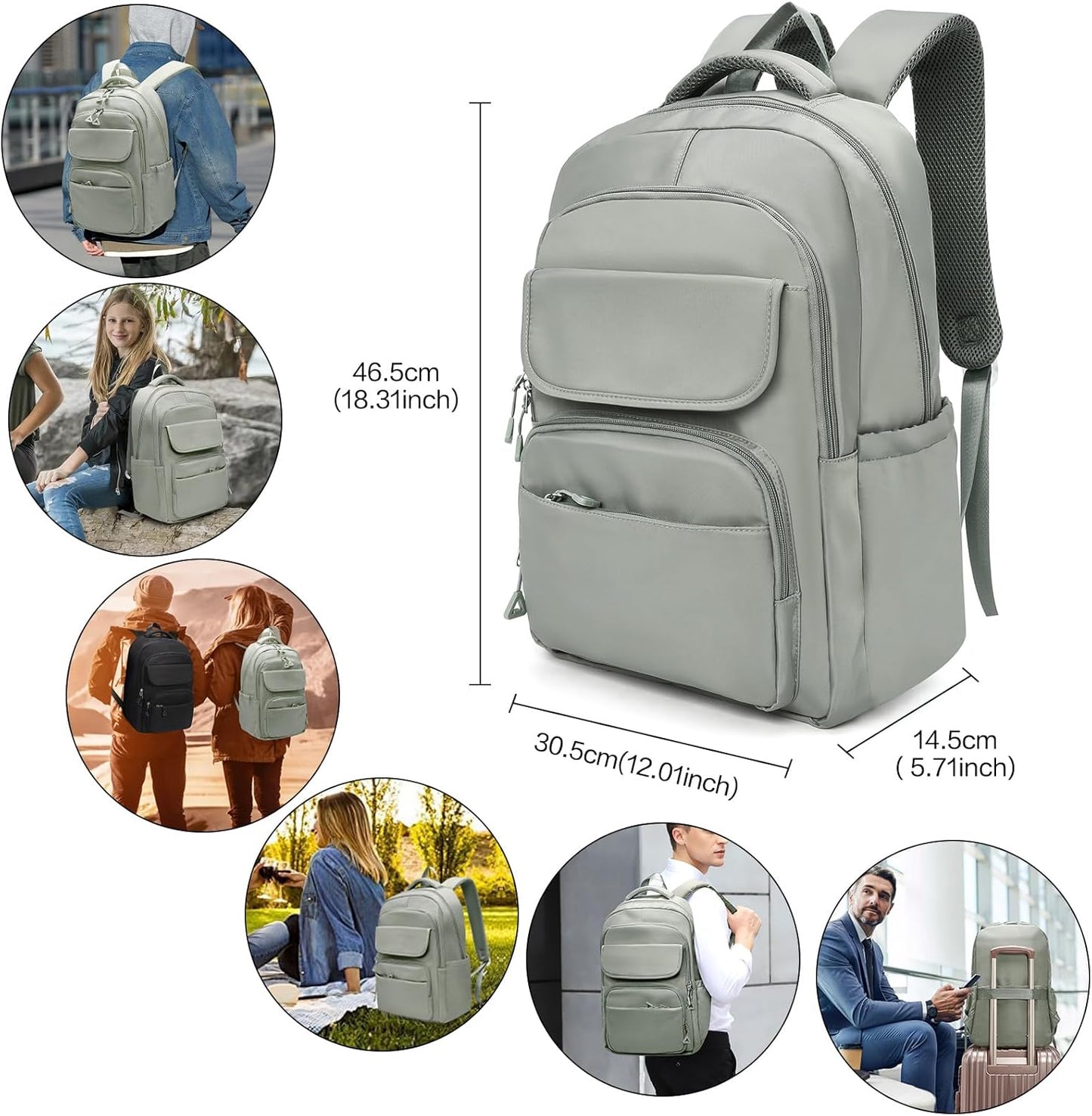 FOXLOVER Travel Laptop Backpack, Anti-Theft Slim Business Backpack, School College Bag for Men & Women, Fits 15.6 Inch Laptop