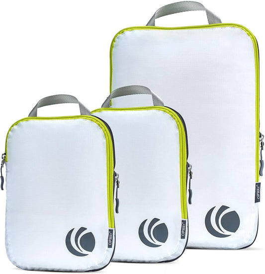 Cipway Compression Packing Cubes Set, Ultralight Expandable Travel Packing Organizers for Carry on Luggage (White 3pcs)