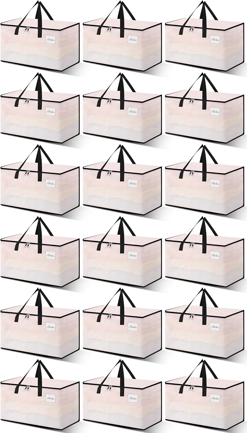 Heavy Duty Moving Bags - Extra Large Packing Bags and Storage Totes, Collapsible and Foldable Option for Moving and Storage, Clear, 93 L - 12 Pack