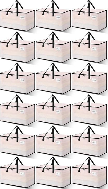 Heavy Duty Moving Bags - Extra Large Packing Bags and Storage Totes, Collapsible and Foldable Option for Moving and Storage, Clear, 93 L - 12 Pack