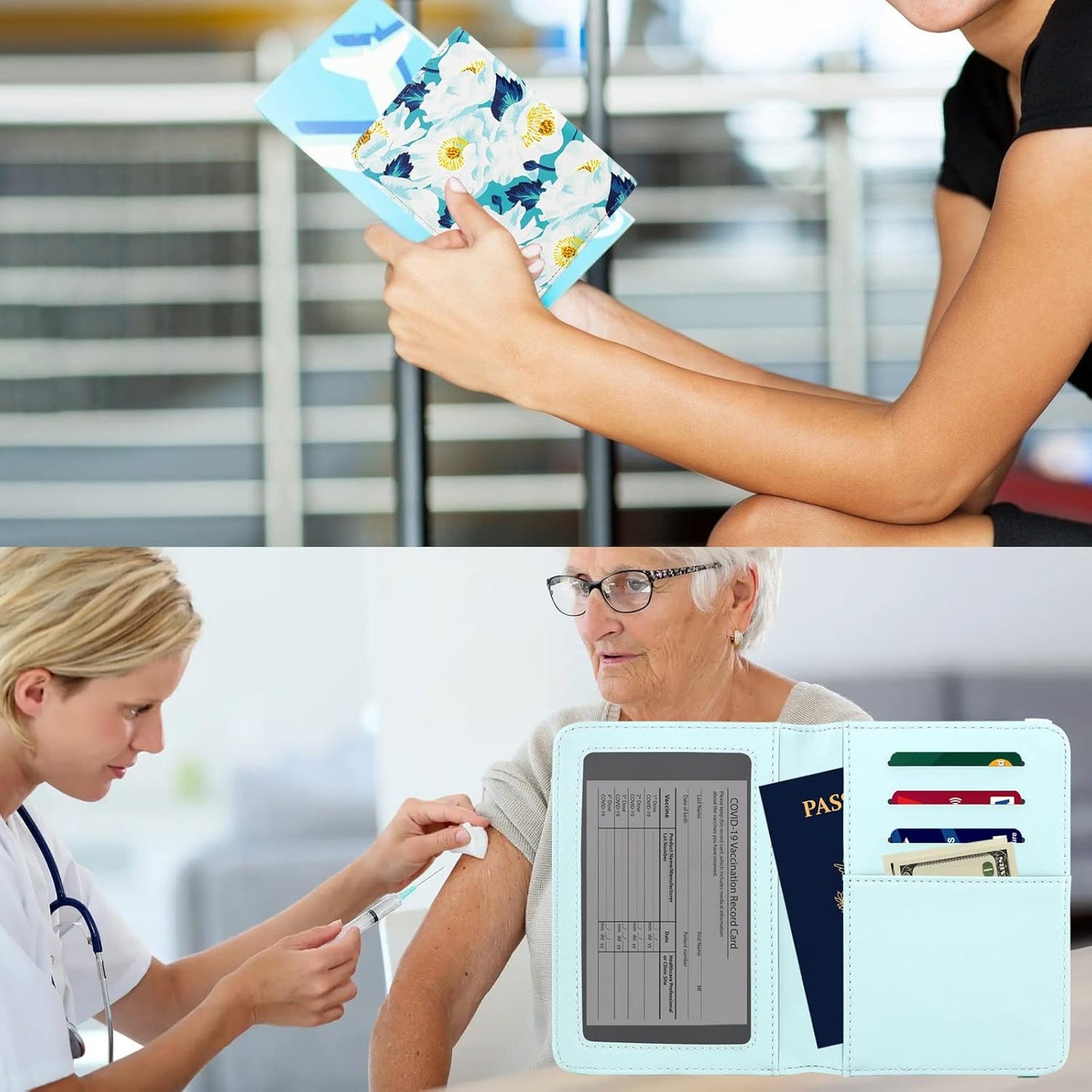 ZOPPEN Passport Holder Wallet, Passport Cover Travel Wallet Women Travel Essentials Accessories Document Organizer Travel Must Haves Rfid Blocking Cover Case for Women and Men, Flower A