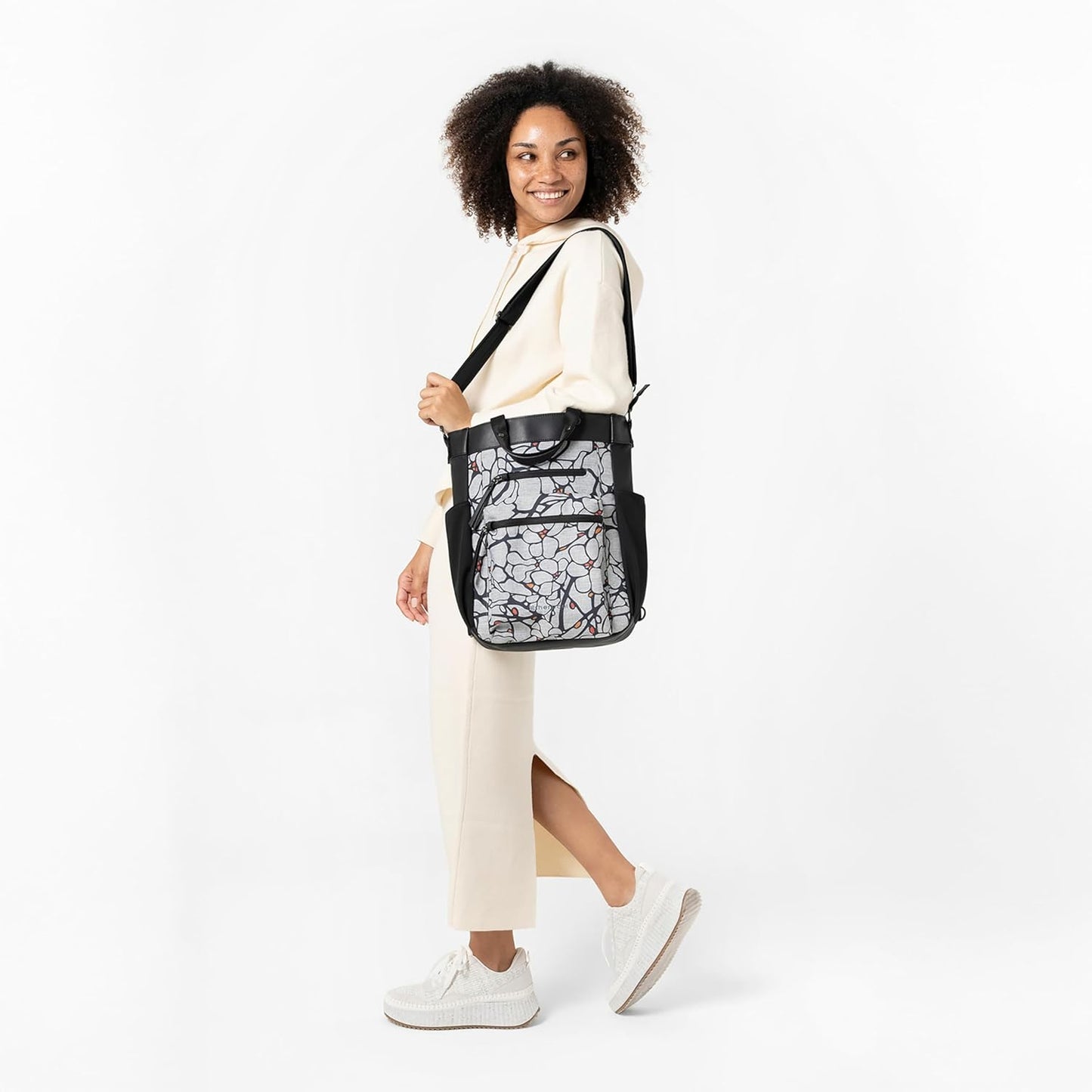 Sherpani Soleil, Anti Theft Convertible Backpack, 3 in 1 Tote Bag, Crossbody Bag, Cross Body Purse, 18L Travel Backpack for Women, RFID Protection, Metal Hardware Fits 13” Laptop (Sakura Pro)