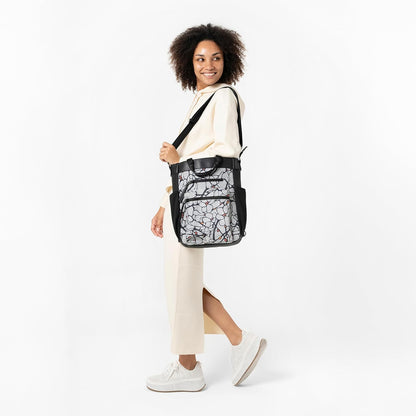 Sherpani Soleil, Anti Theft Convertible Backpack, 3 in 1 Tote Bag, Crossbody Bag, Cross Body Purse, 18L Travel Backpack for Women, RFID Protection, Metal Hardware Fits 13” Laptop (Sakura Pro)