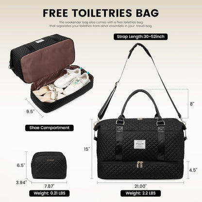 LOVEVOOK Travel Duffle Bag,Weekender Bags for Women with Shoe Compartment，Carry on Overnight Bag with Toiletry Bag,Gym Duffel Bag with Wet Pocket, Hospital Bags for Labor and Delivery