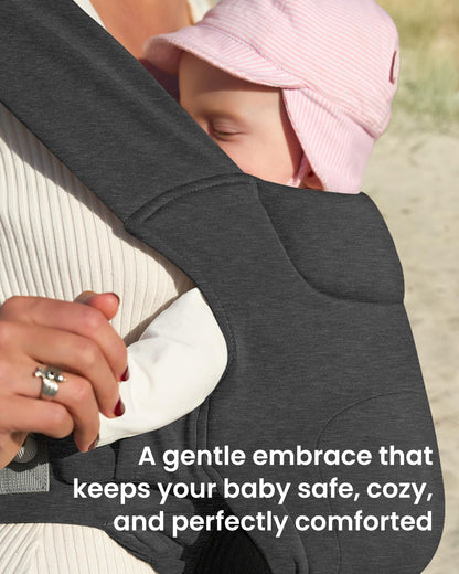 Newborn Carrier, Cozy Baby Carrier, Ergonomic Cross-Back Wrap, Hands-Free with Supportive Comfort, Deep Grey